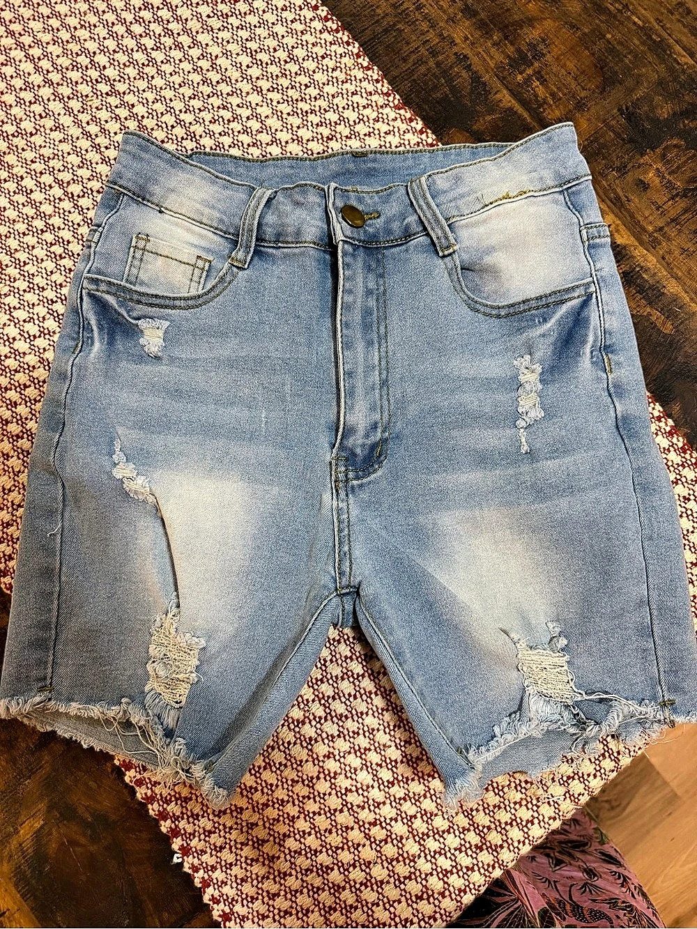 Distressed Jean Shorts in Blue